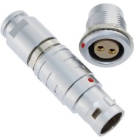 长方捷连接器 2芯塑料金属圆型推拉自锁插头插座图片